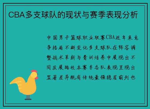CBA多支球队的现状与赛季表现分析